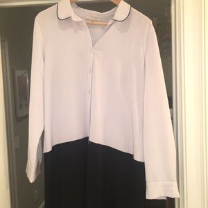Nordstoms black and gray button down silk dress